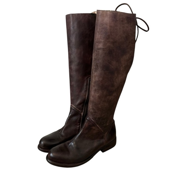 Bed Stu Manchester Boots Brown Leather Tall Equestrian Heel Lace Up Size 7.5 - Picture 1 of 11